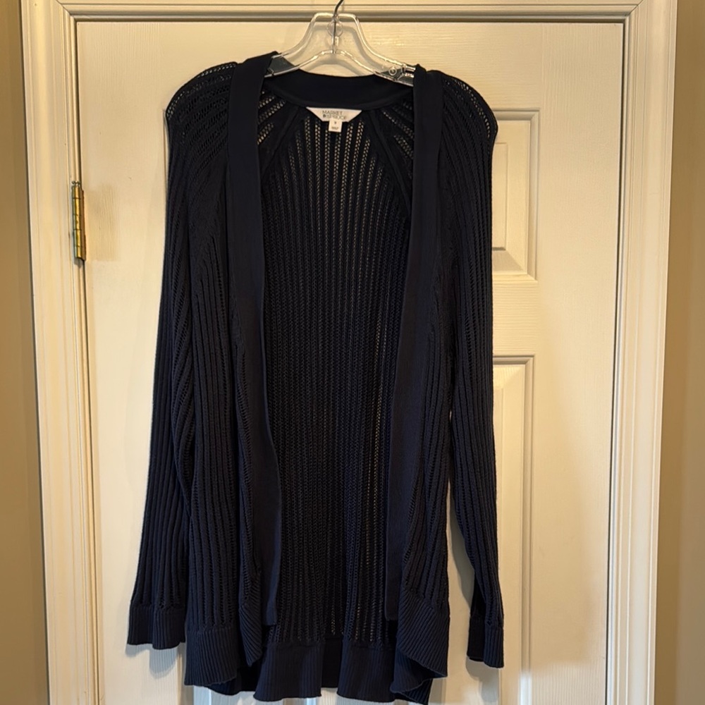 Women's Navy Open Knit Sweater